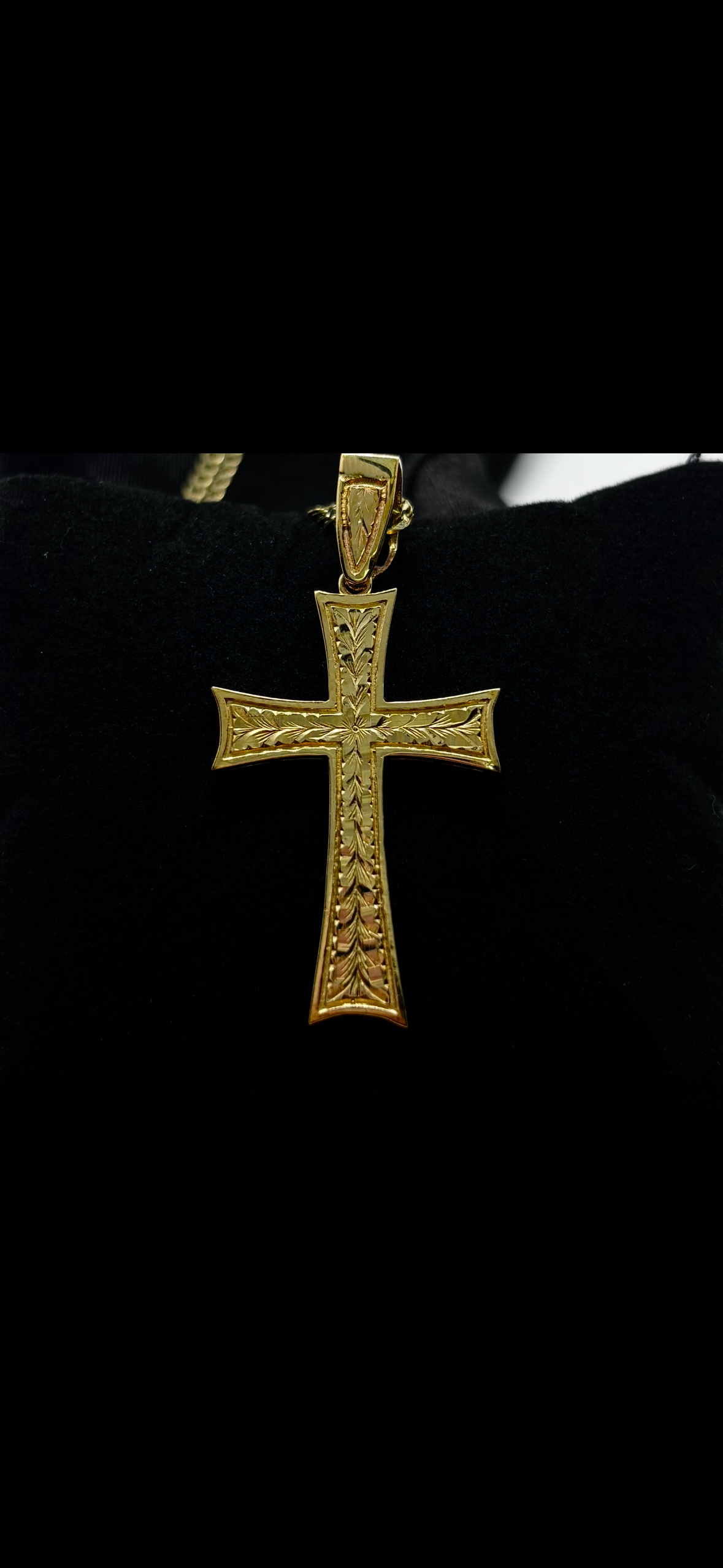 10K Gold Diamond-Cut Squared Cross Pendant