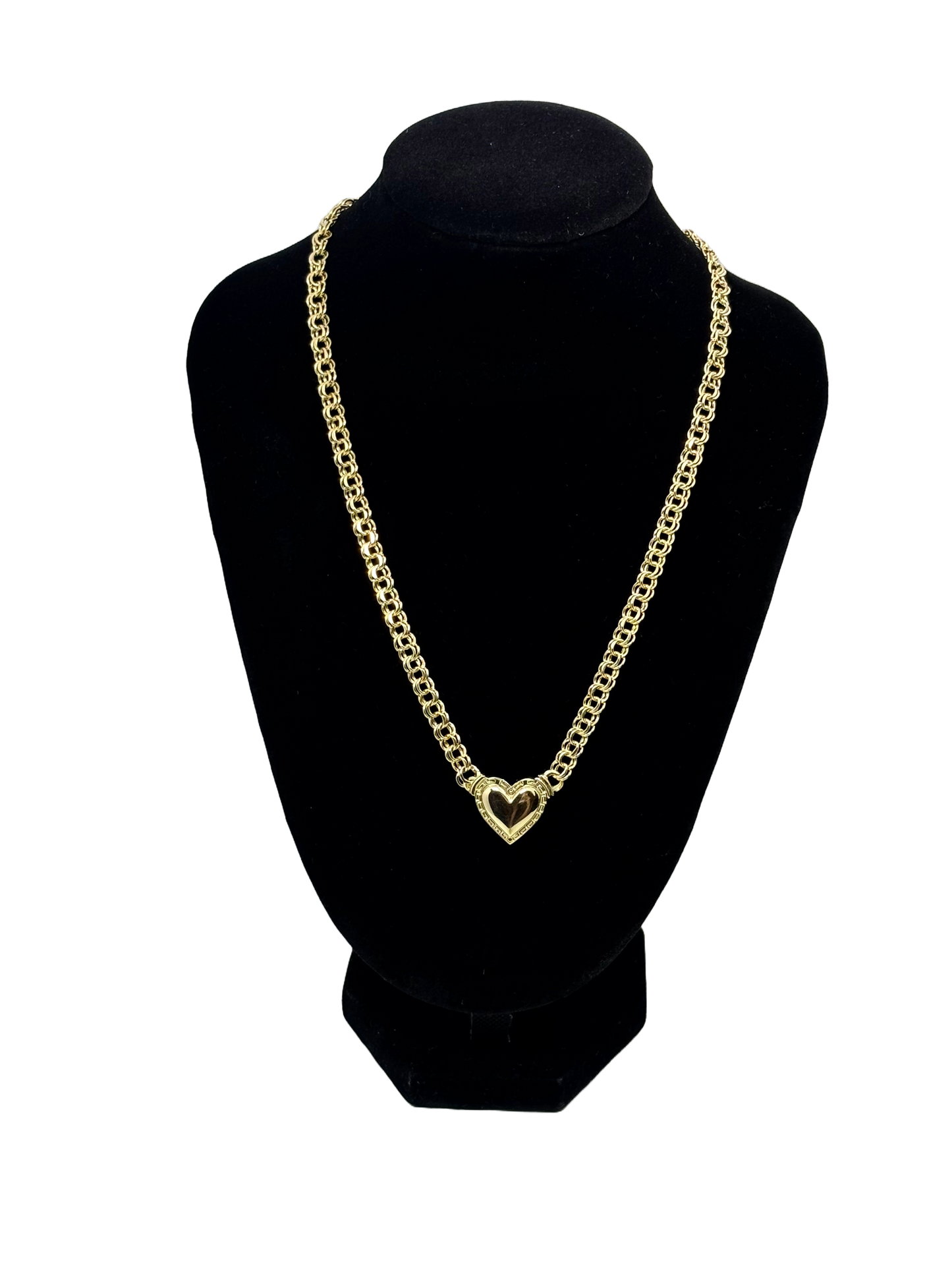 10K Gold Greek Heart Chino Link Chain 18"