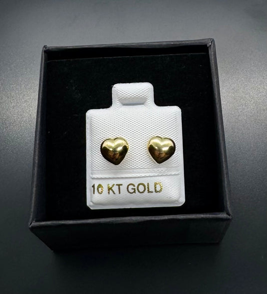 10k Gold Broquel Earrings - Heart 3D