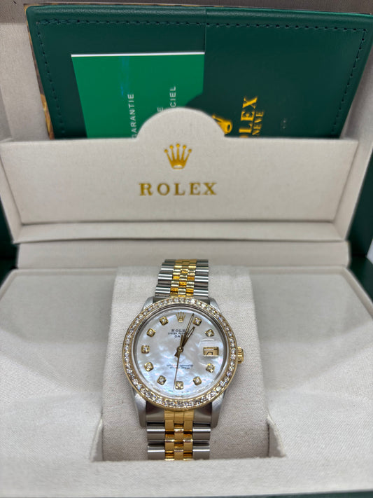 Rolex Datejust 36mm – Mother of Pearl Diamond Dial | Jubilee Bracelet | Two-Tone