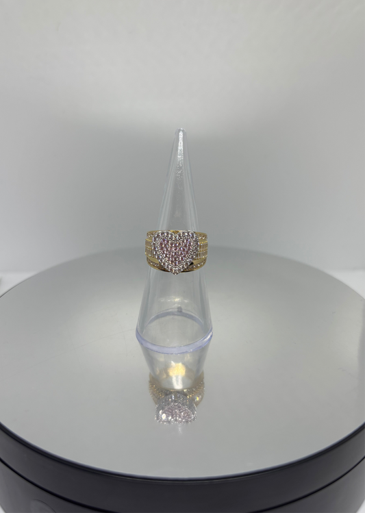10k Gold Ring - Cz 3D Heart Light Pink Center
