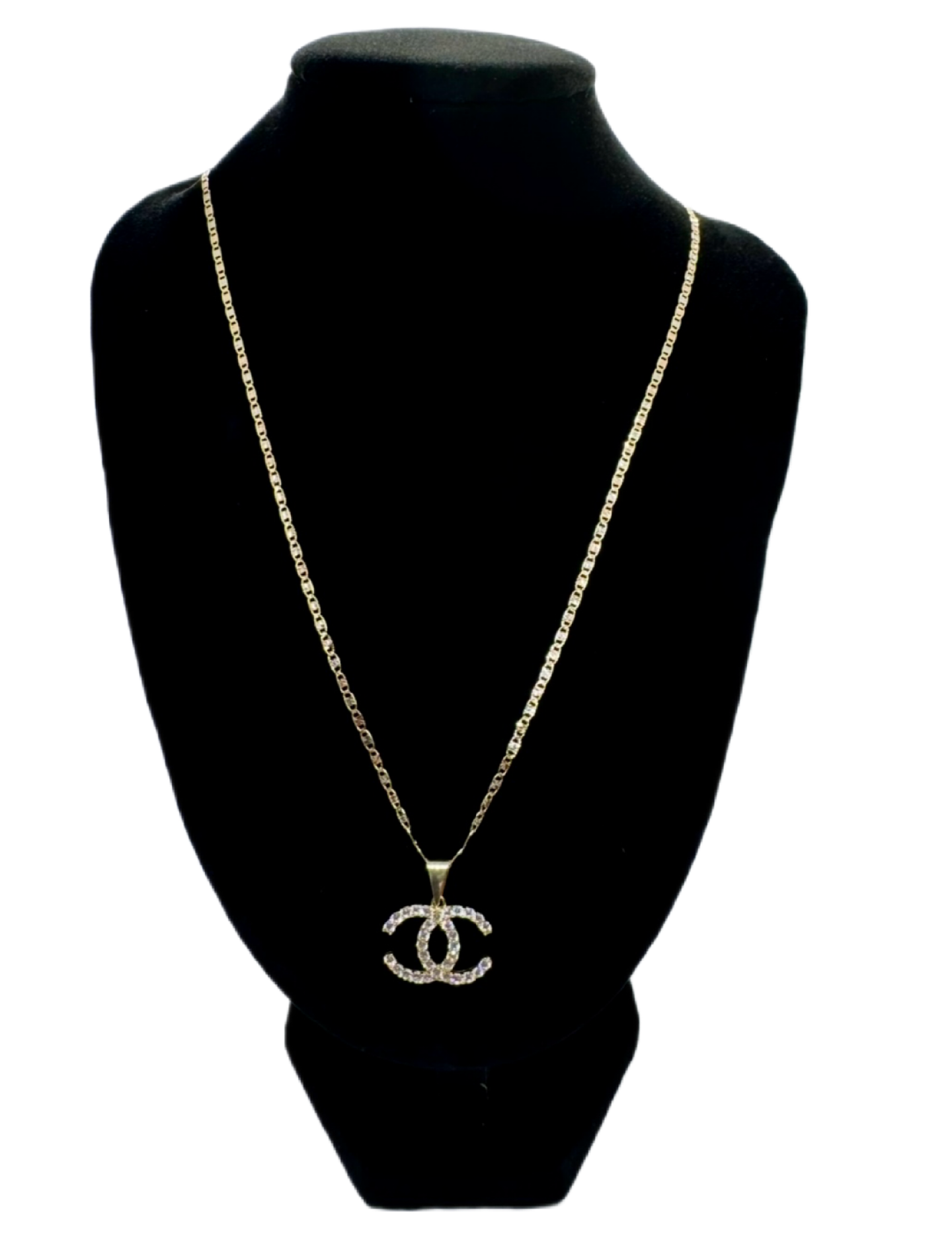 14k Gold Valentino Chain W/ CC Pendant