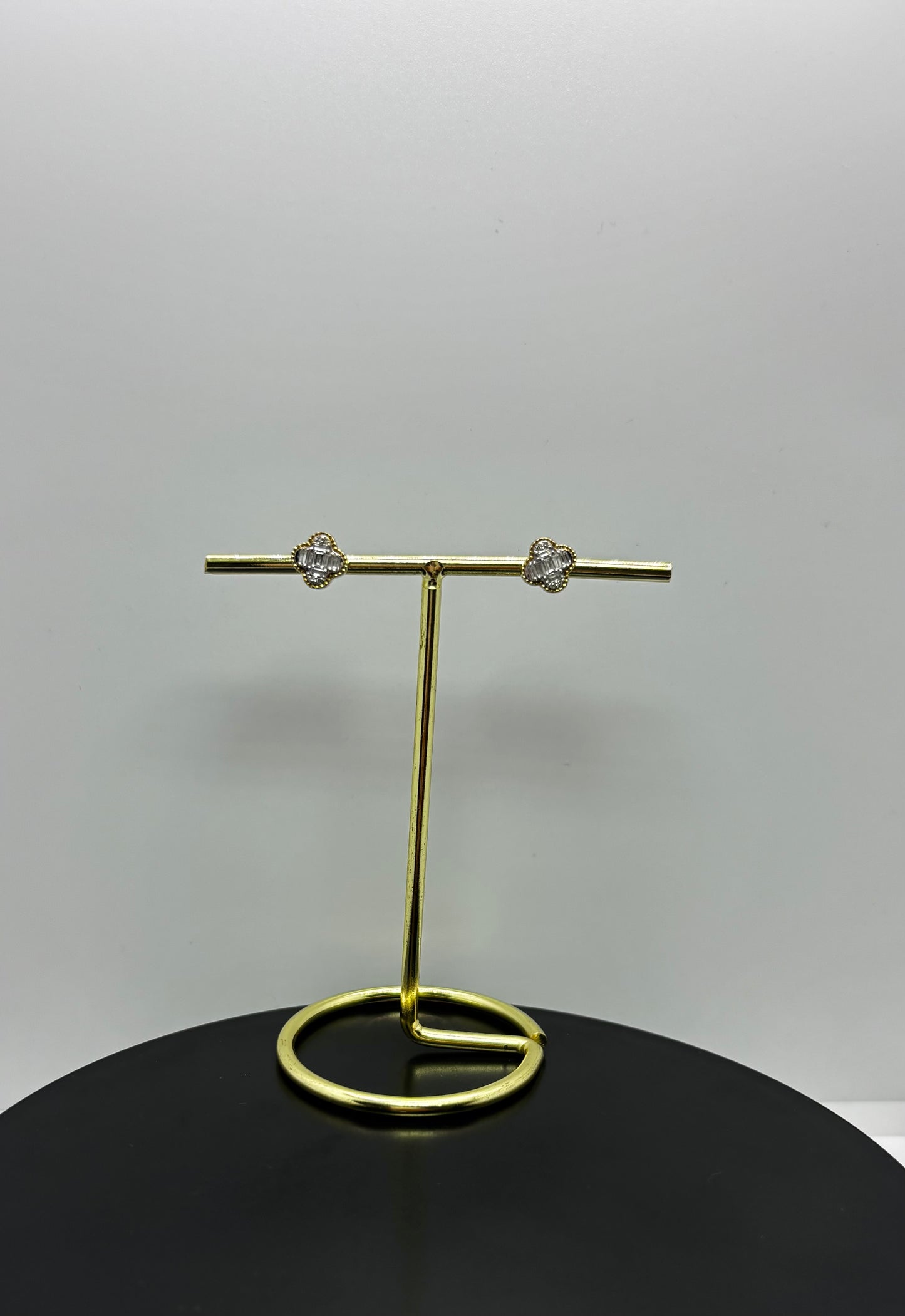 10k Gold Clover Earrings - .18 Ct Natural Diamonds