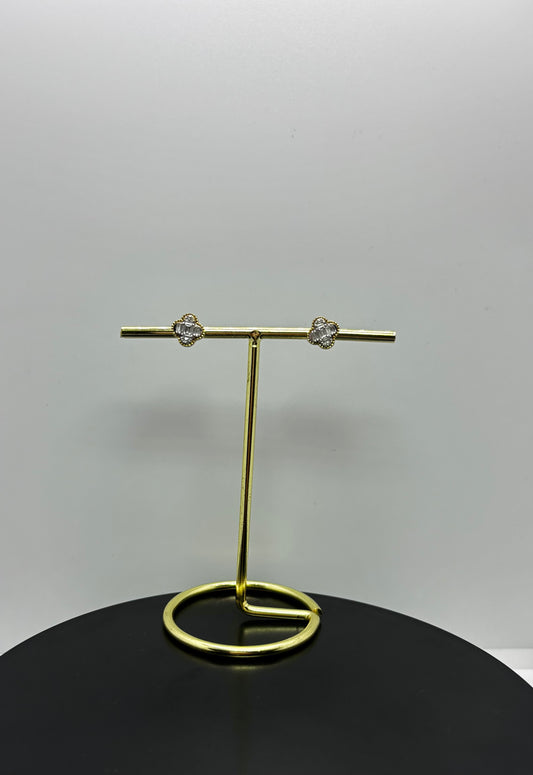 10k Gold Clover Earrings - .18 Ct Natural Diamonds