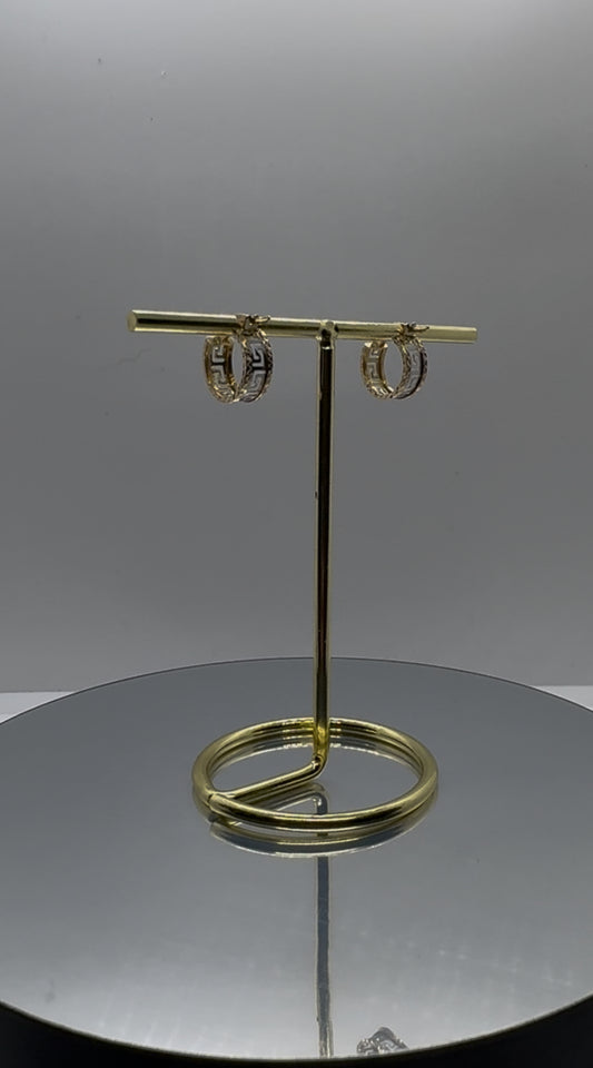 10k Gold Huggie Earrings - Mini Greca
