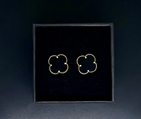 14k Gold Stud Earrings - Black Clover