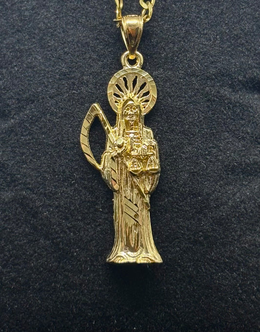 10k Gold Pendant - Santa Muerte