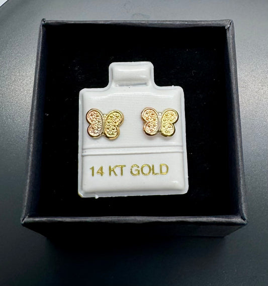 14k Gold Broquel Earrings - Butterfly