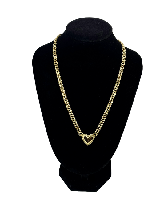 10K Gold Greek Heart Chino Link Chain 18"