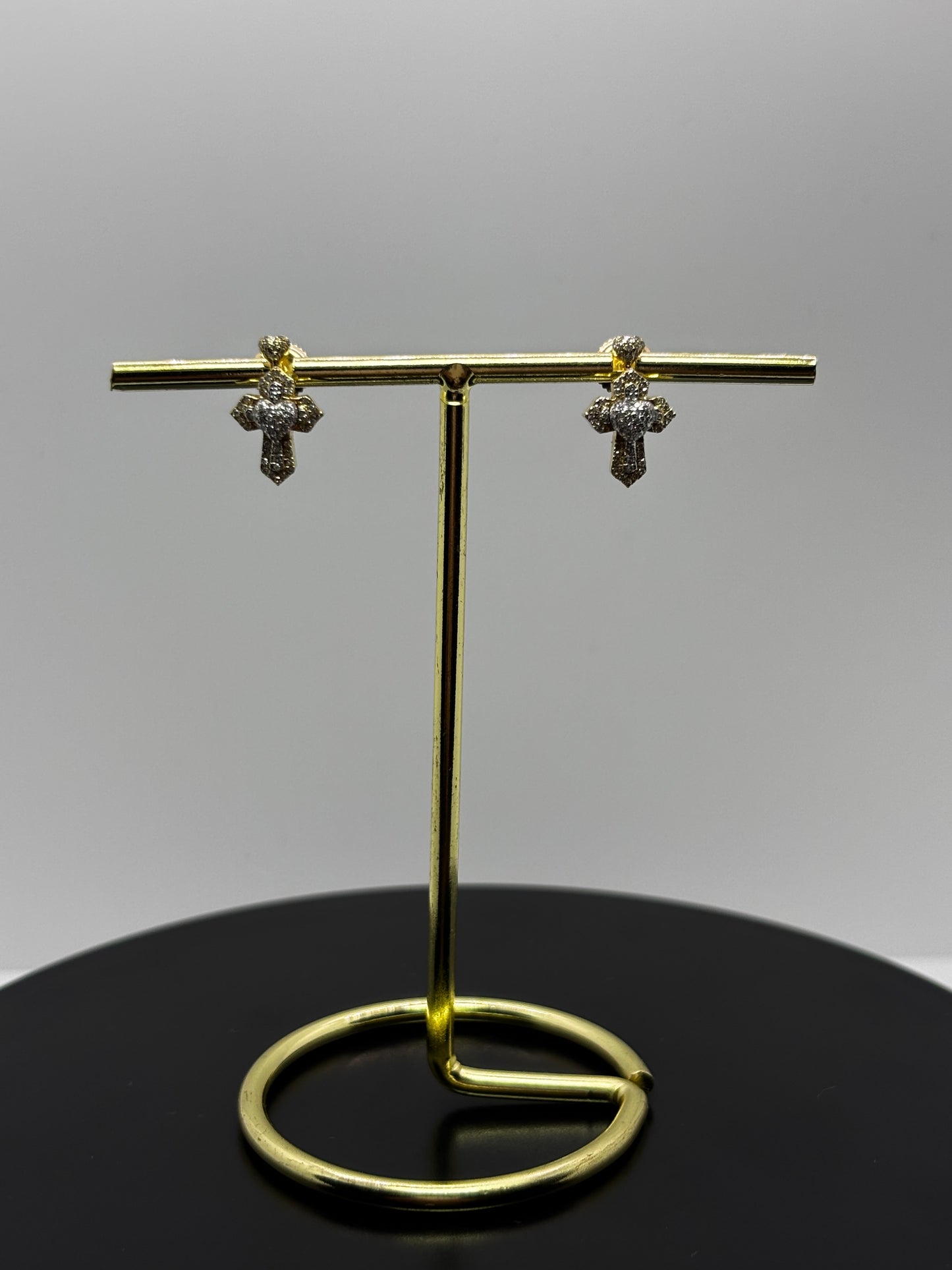 10k Gold Cross Earrings - .24 Ct Natural Diamonds