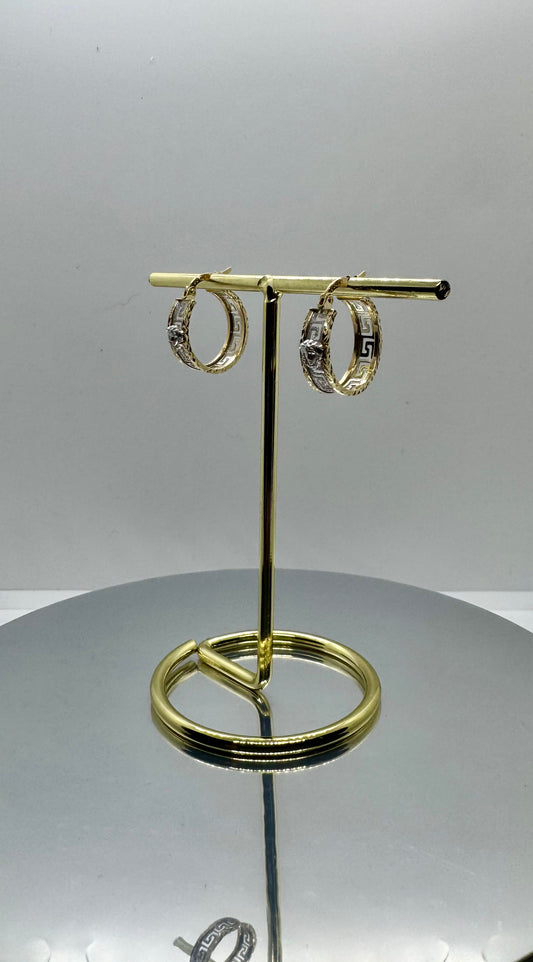 10k Gold Hoop Earrings - Greca Medusa
