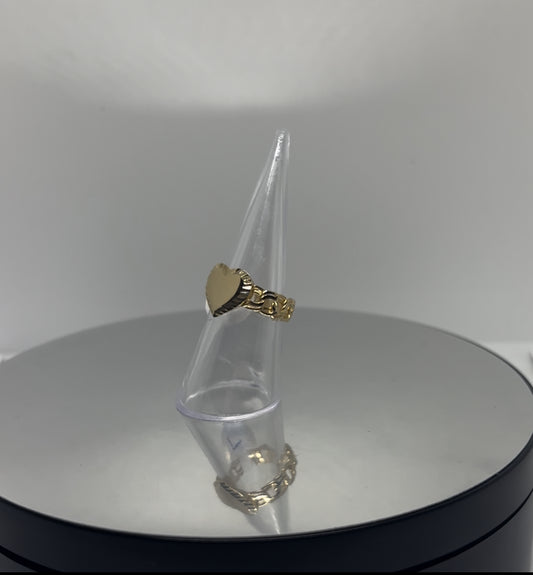 10k Gold Ring - Heart Chino Link Band