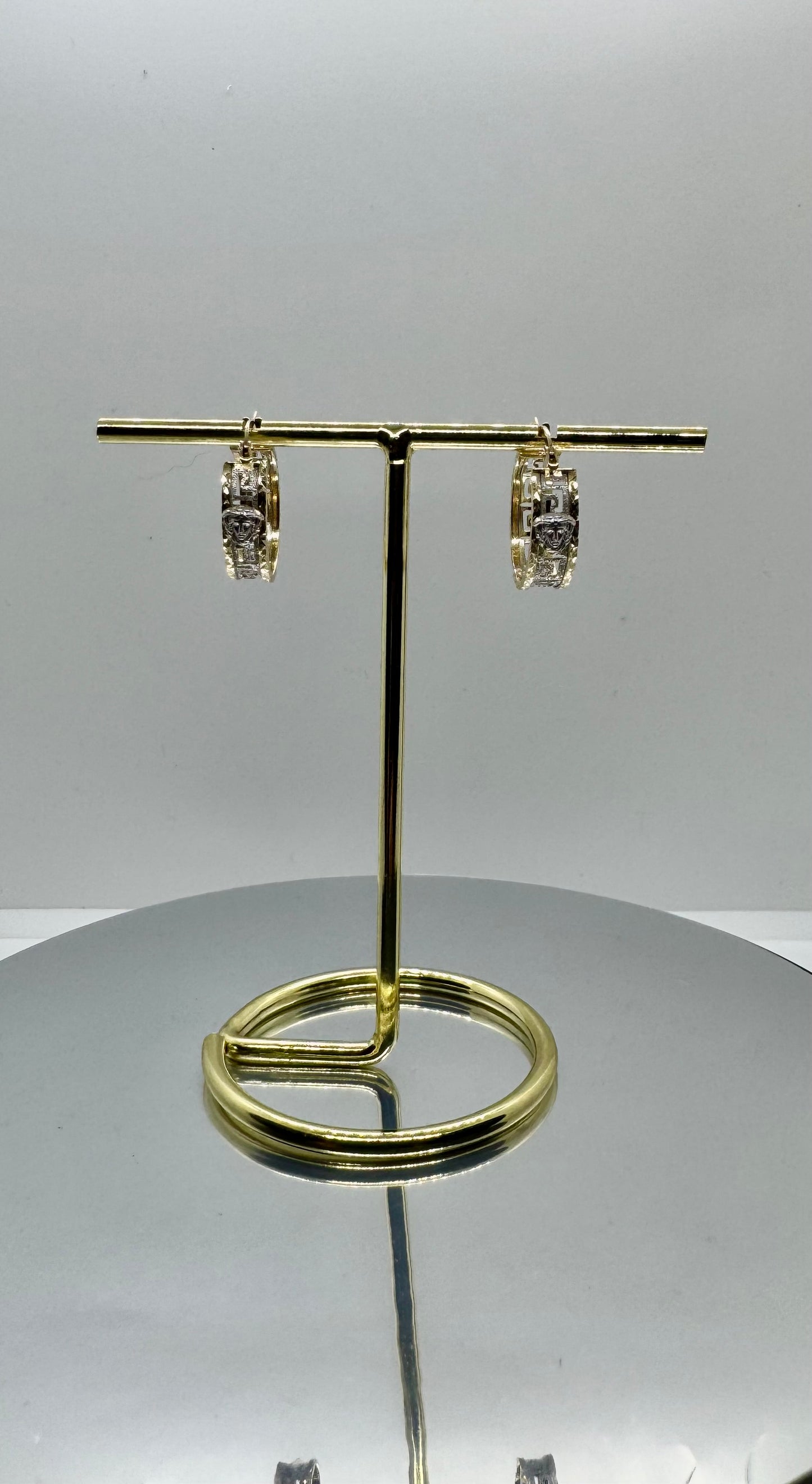 10k Gold Hoop Earrings - Greca Medusa