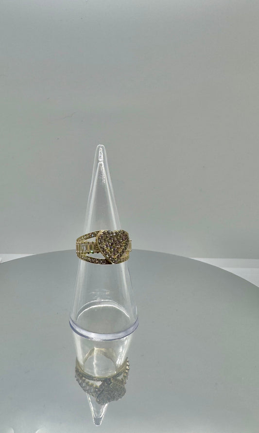 14k Gold Ring - Cz 3D Heart