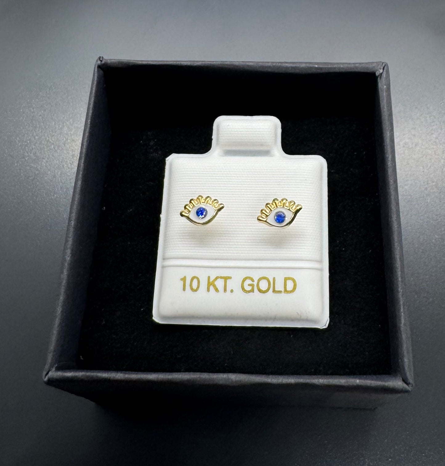 10k Gold Broquel Earrings - Ojo Evil Eye