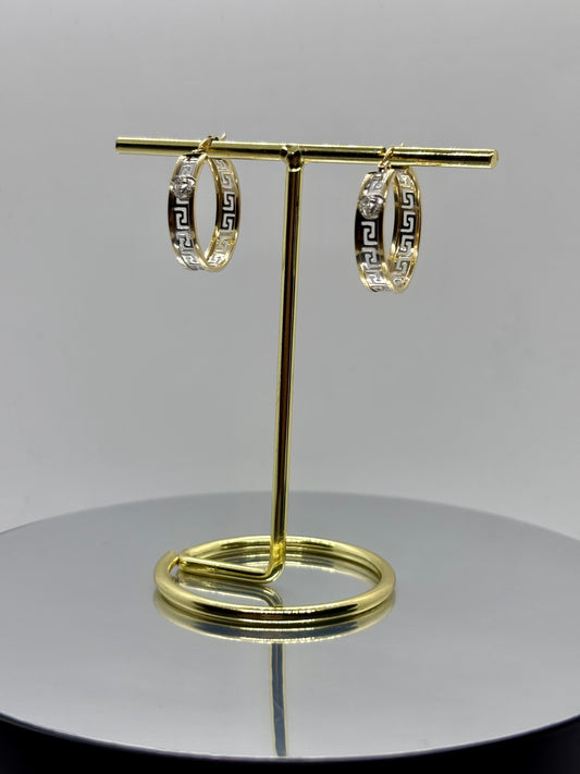 10k Gold Hoop Earrings - Greca Medusa