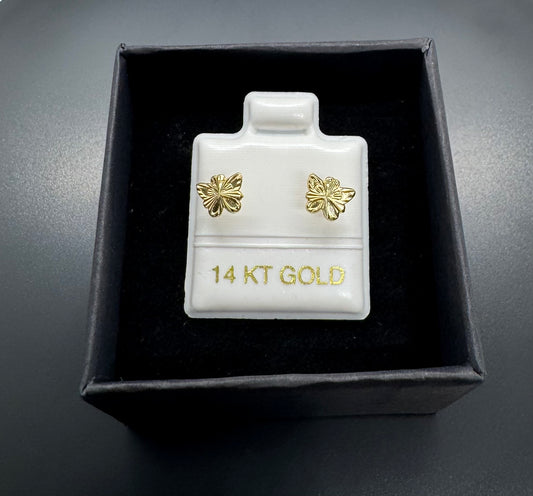 14k Gold Broquel Earrings - Butterfly 3D