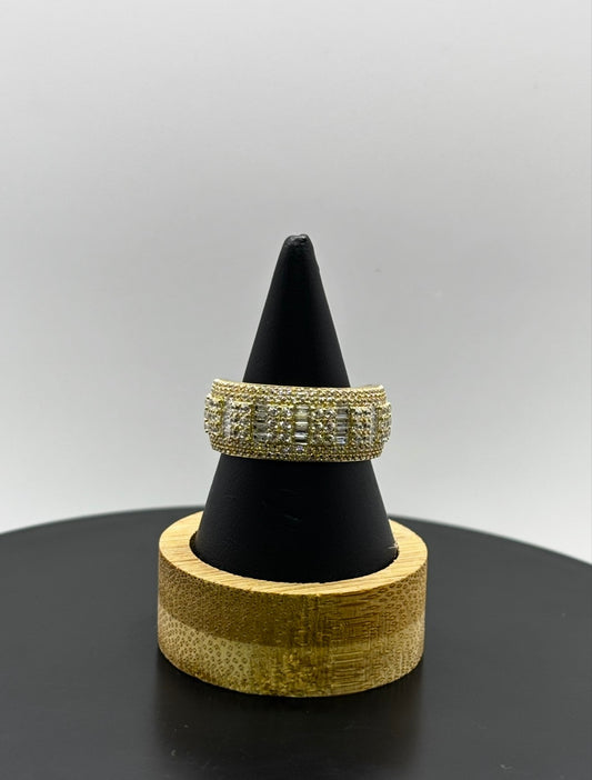 10K Gold CZ Baguette Cluster Band Ring