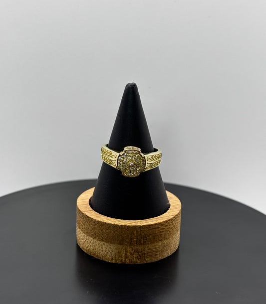 10K Gold CZ Floral Cluster Ring