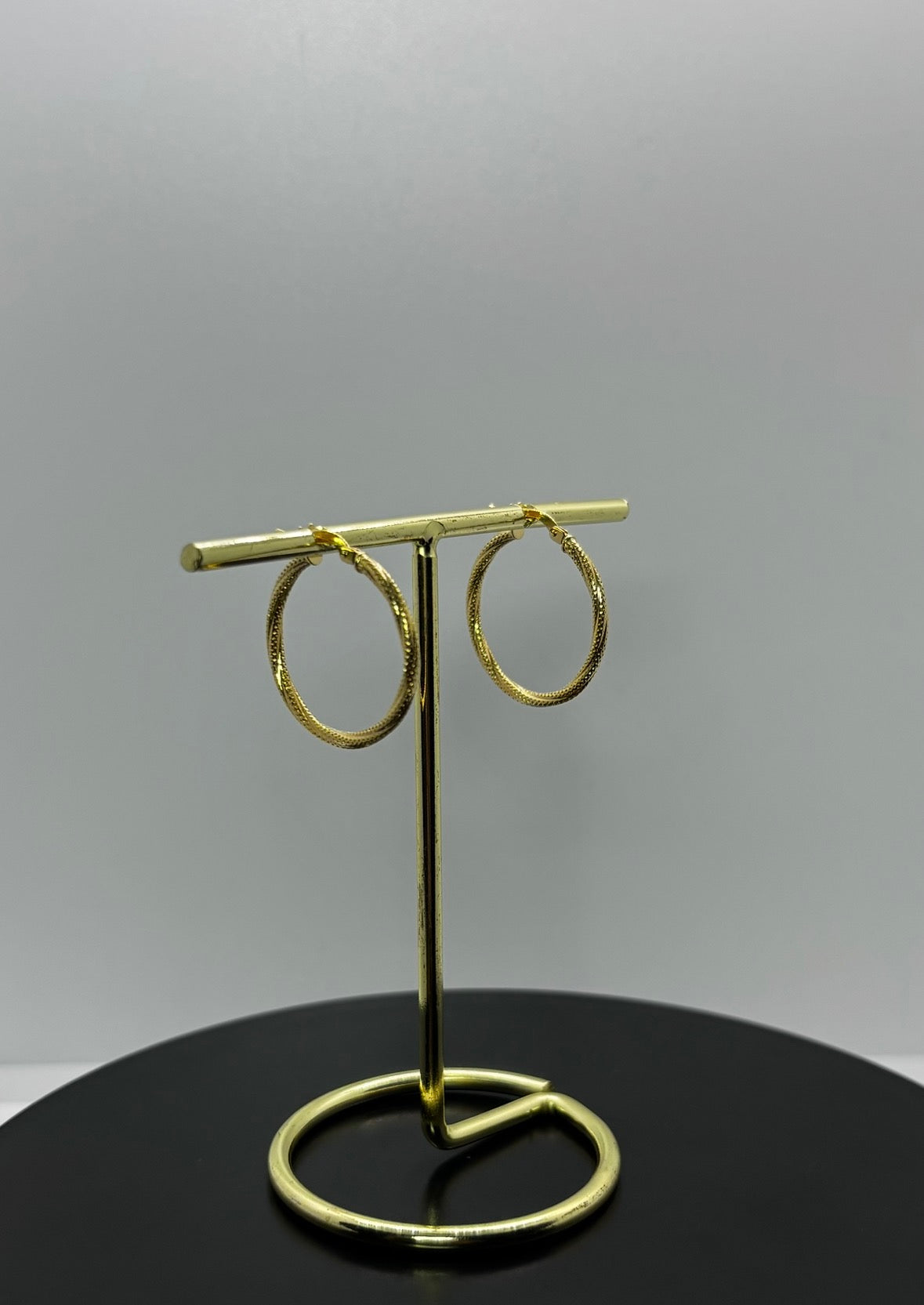 10K Gold Textured Hoop Earrings