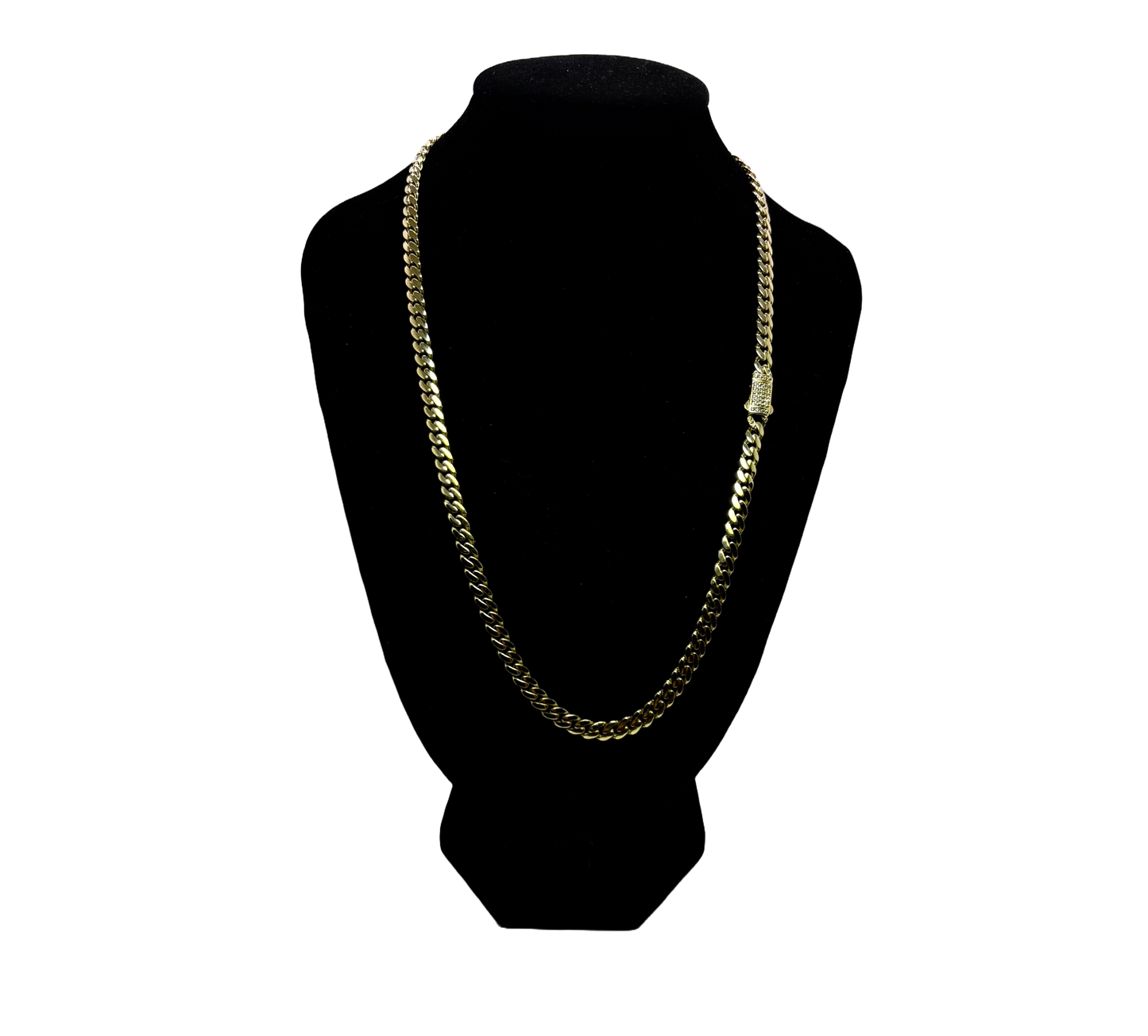 10K Gold Baby Cuban Link Chain with CZ Box Clasp 20”