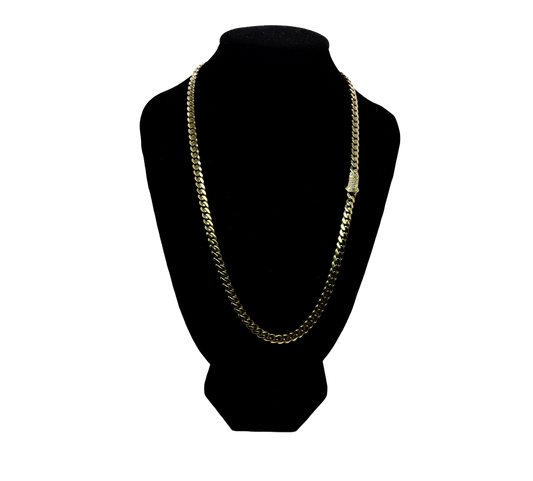 10K Gold Baby Cuban Link Chain with CZ Box Clasp 18”
