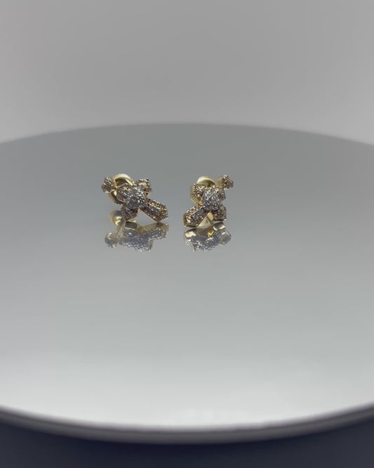 10k Gold Cross Earrings - .24 Ct Natural Diamonds