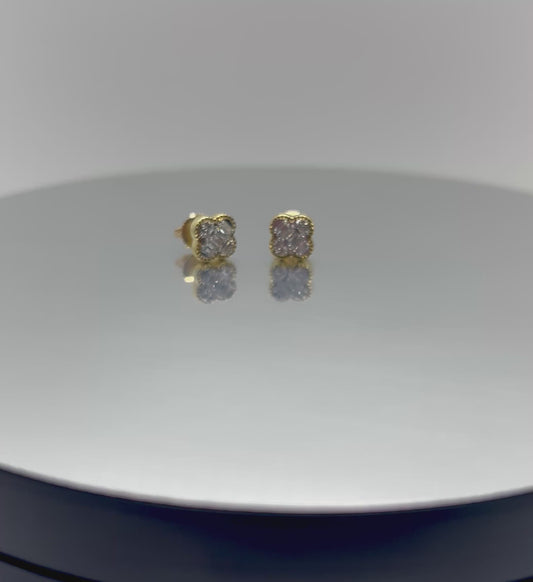 10k Gold Clover Earrings - .18 Ct Natural Diamonds
